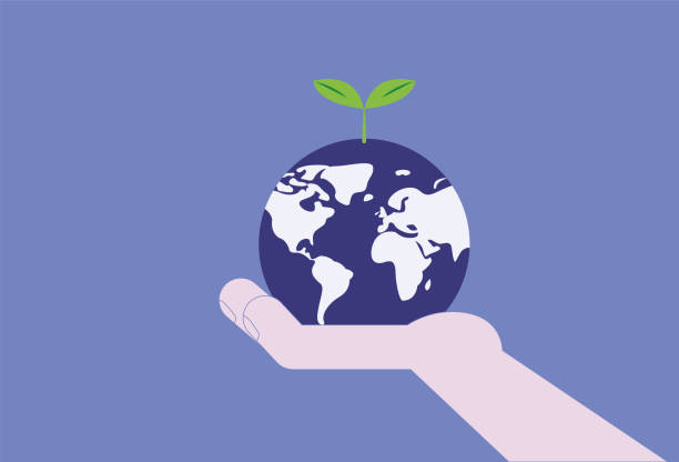 holding the earth with hands, environmental protection concept illustration - 智慧農(nóng)業(yè) 幅插畫(huà)檔、美工圖案、卡通及圖標(biāo)